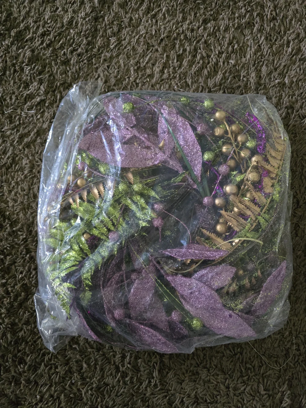 Mardi Gras Purple & Green Fireplace Garland Set. 5.9 FT. NEW.